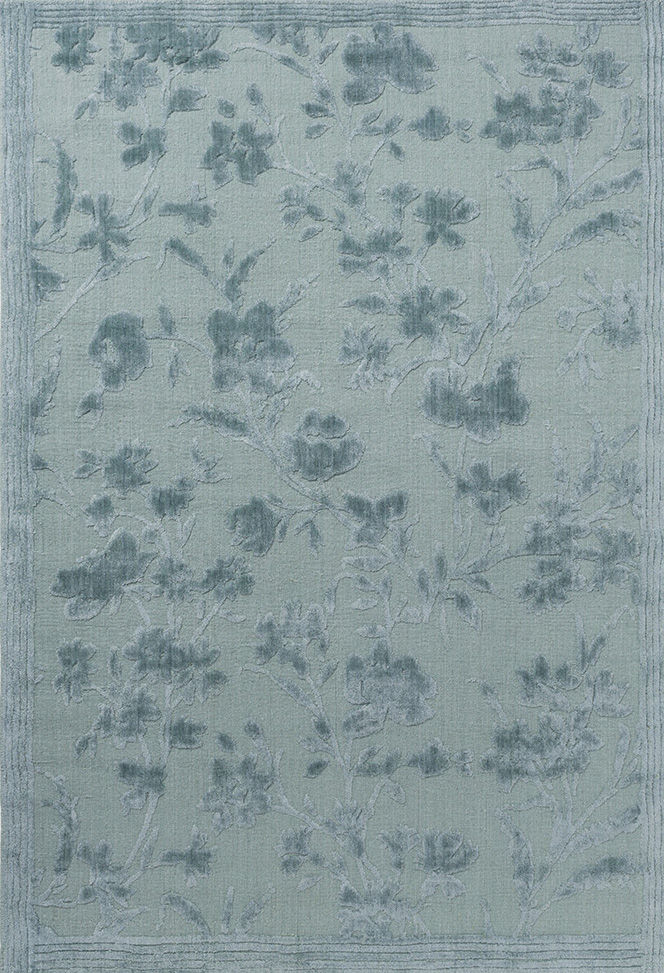 Rye Green Floral Hand-Woven Rug