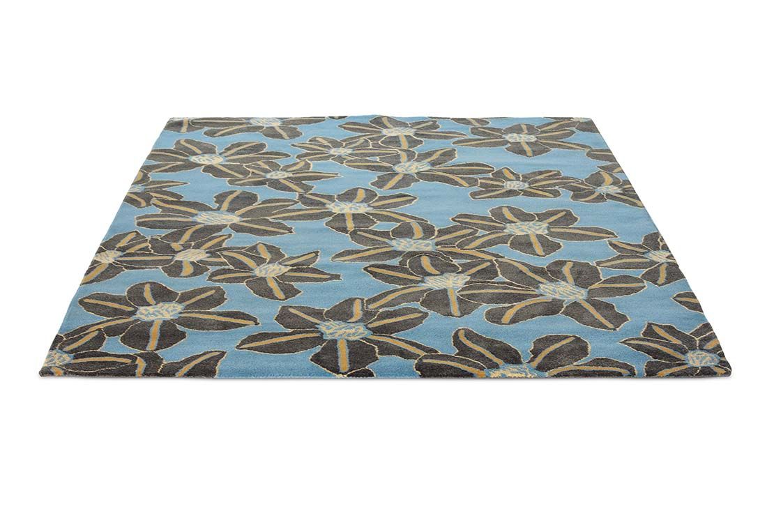 Hand-Woven Light Blue Wool Rug
