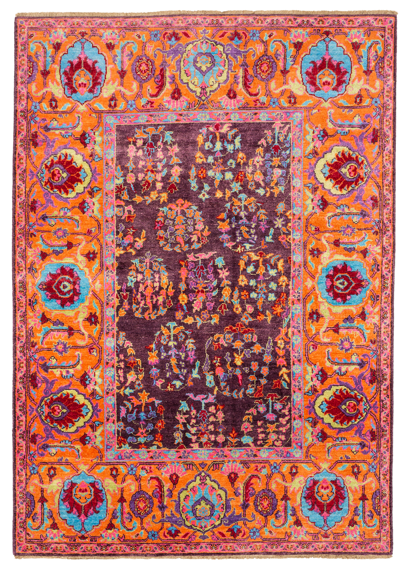 Hand-Knotted Wool / Silk Designer Rug