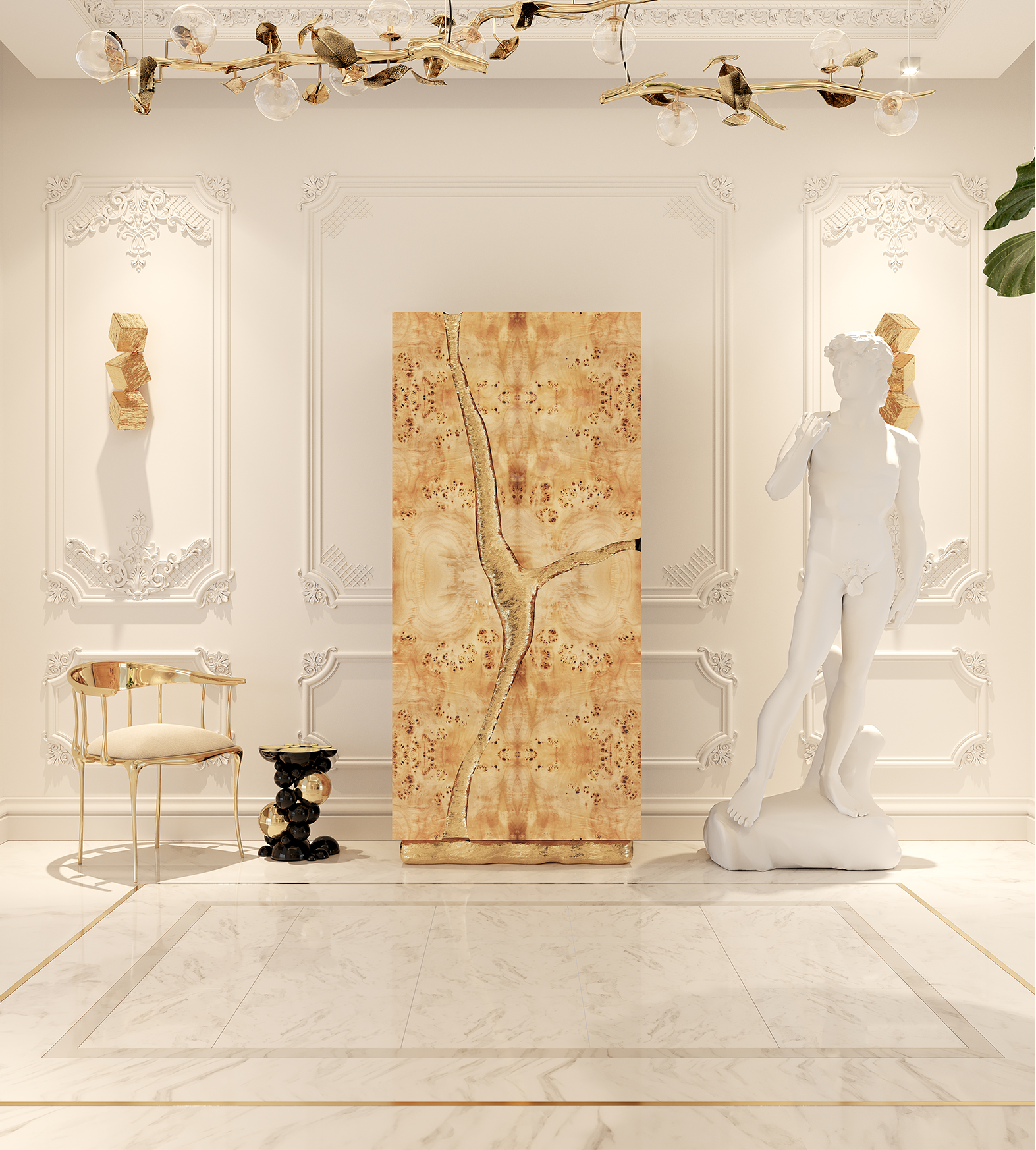 Fissure Poplar Designer Cabinet