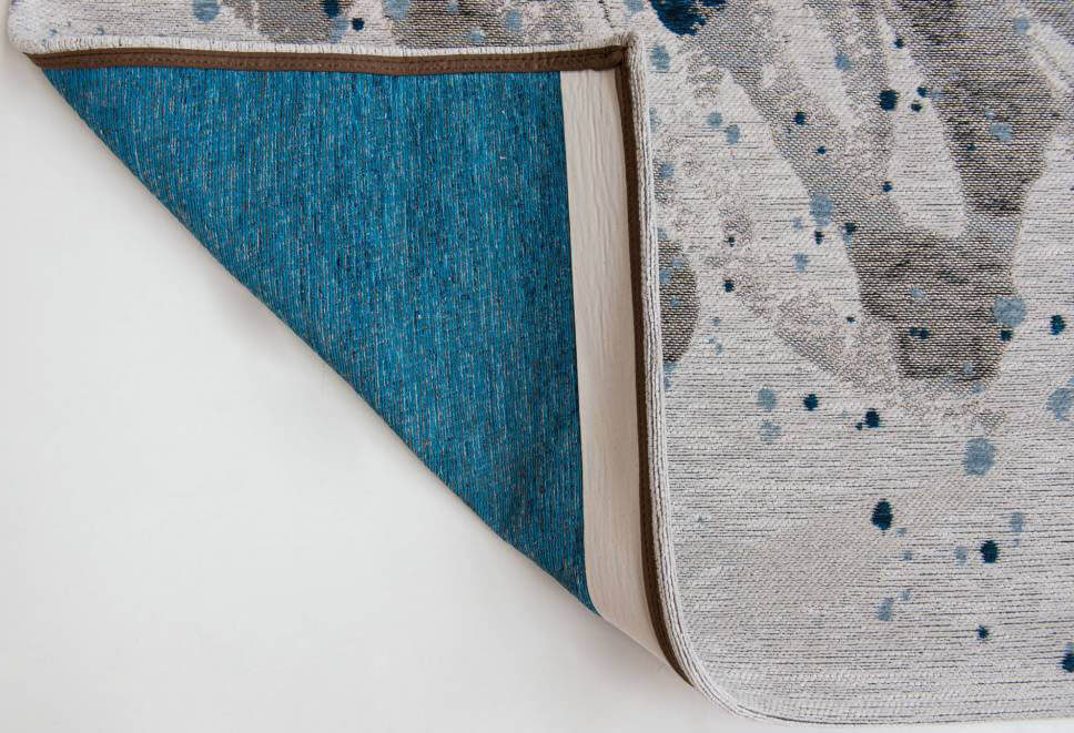Jacquard Cotton Flatweave Rug Blue Waves
