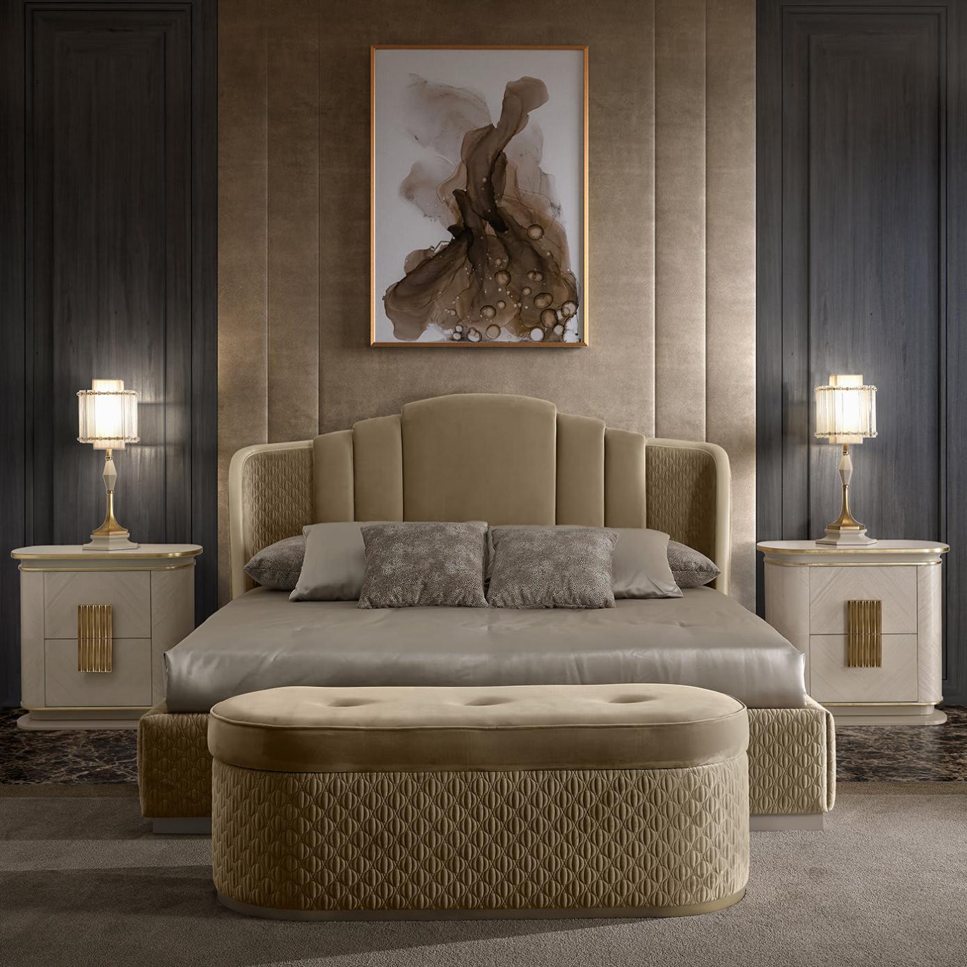 Dilan White & Gold Luxury Bedside Table