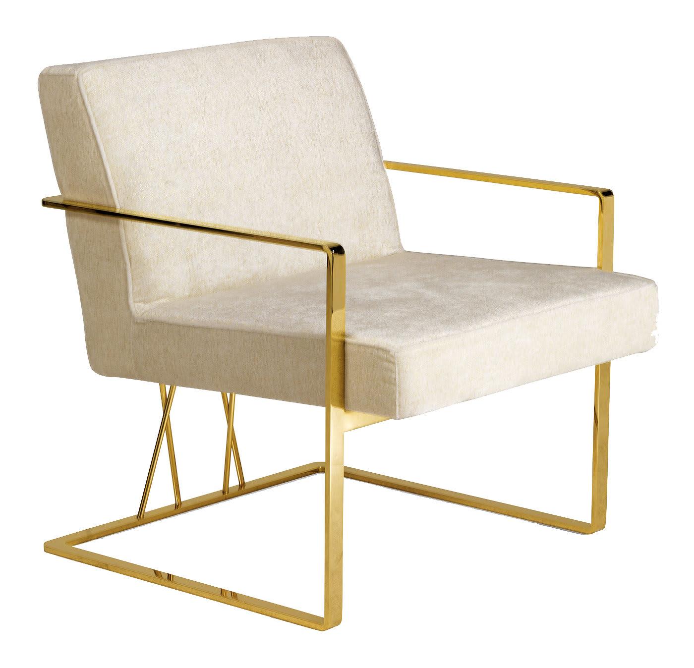 Orione Ivory and Gold Italian Lounge Chair