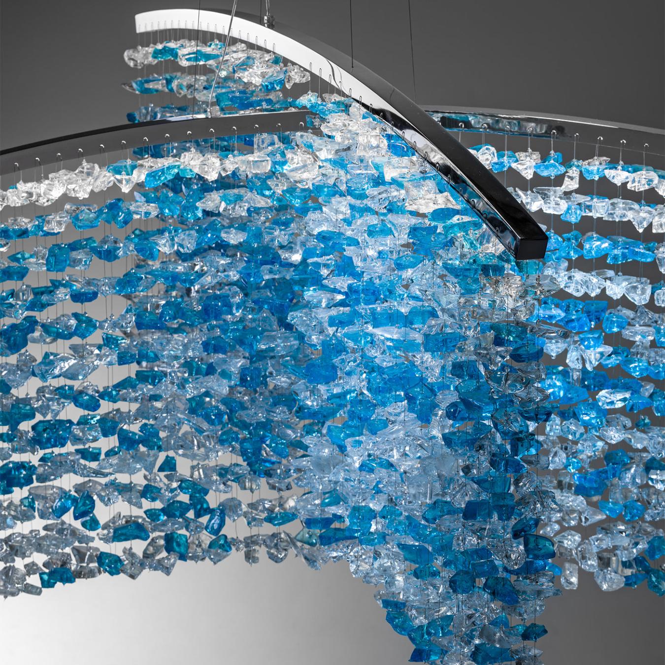 Venetian Blue Glass Statement Chandelier