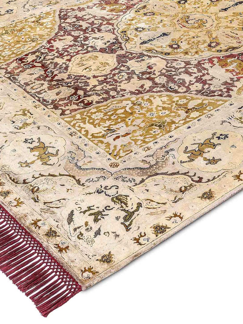 Gold Hand-Knotted Silk / Wool Rug