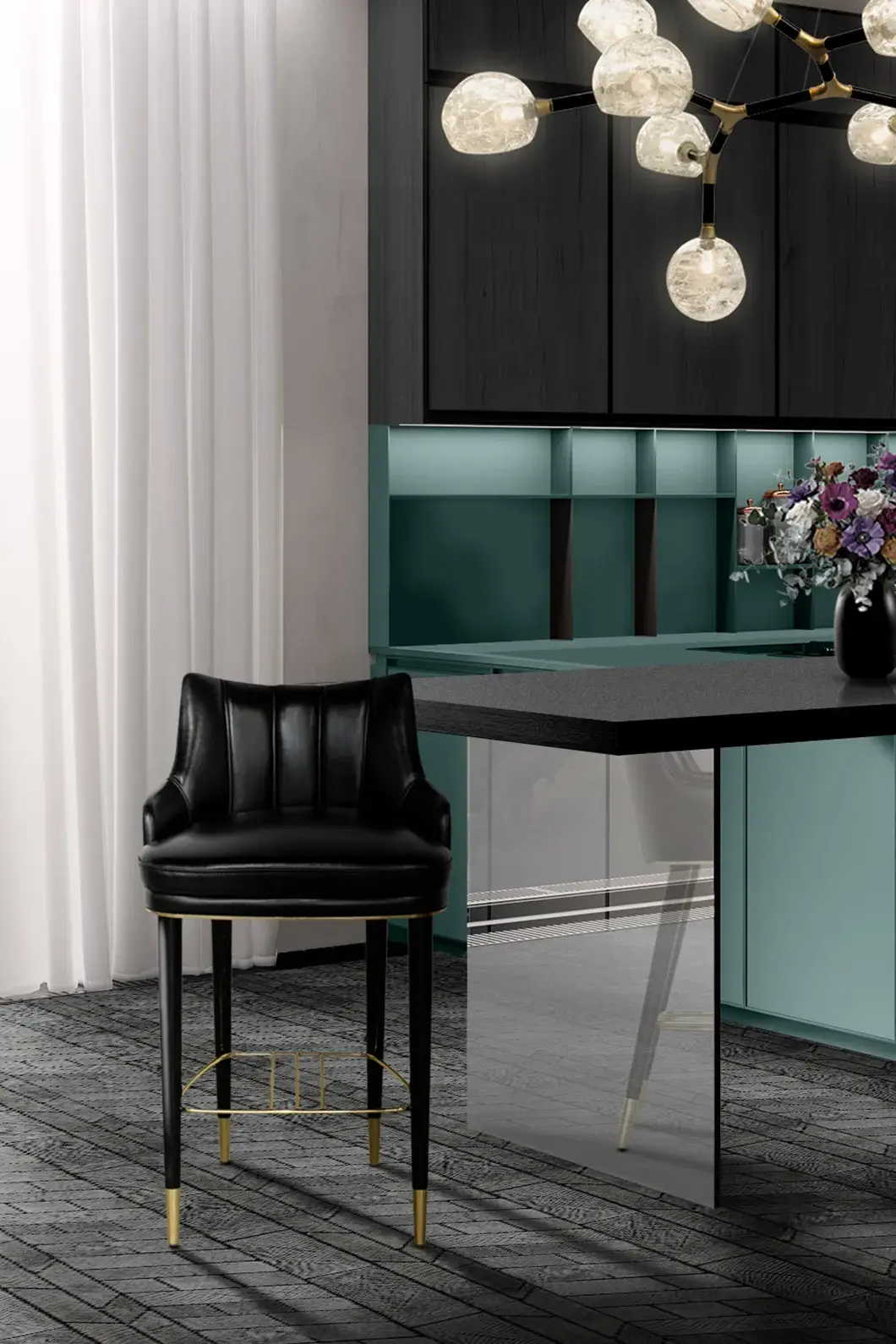 Velour Counter Stool