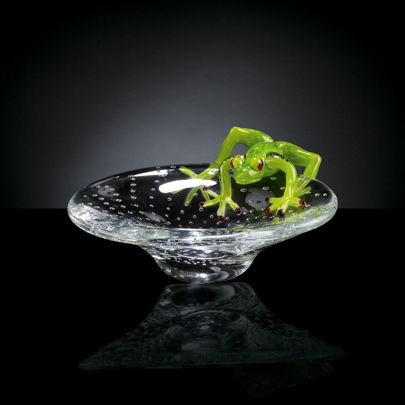 Decorative Glass Bowl with Frog
