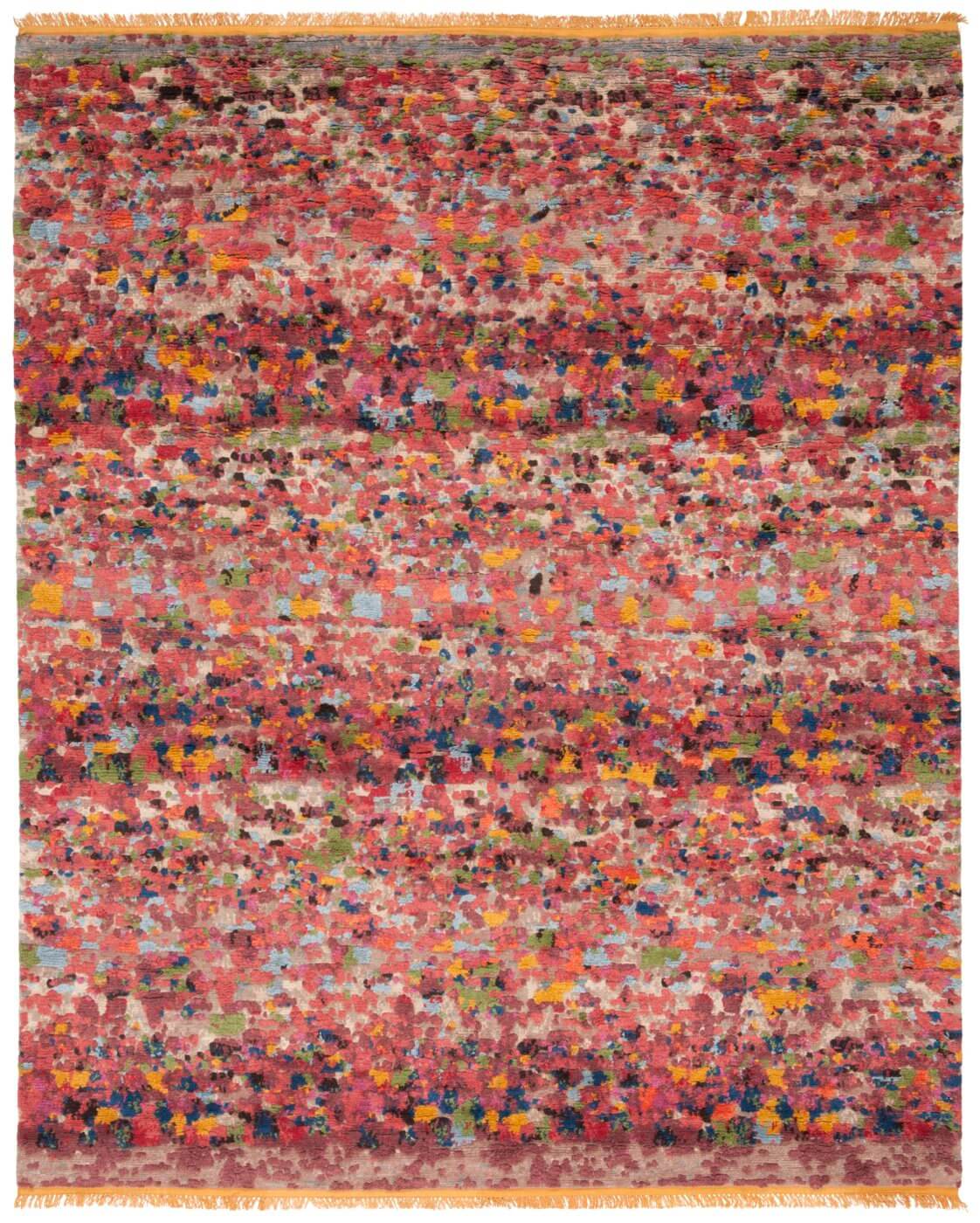 Luxurious Wool & Silk Hand-Woven Red Rug