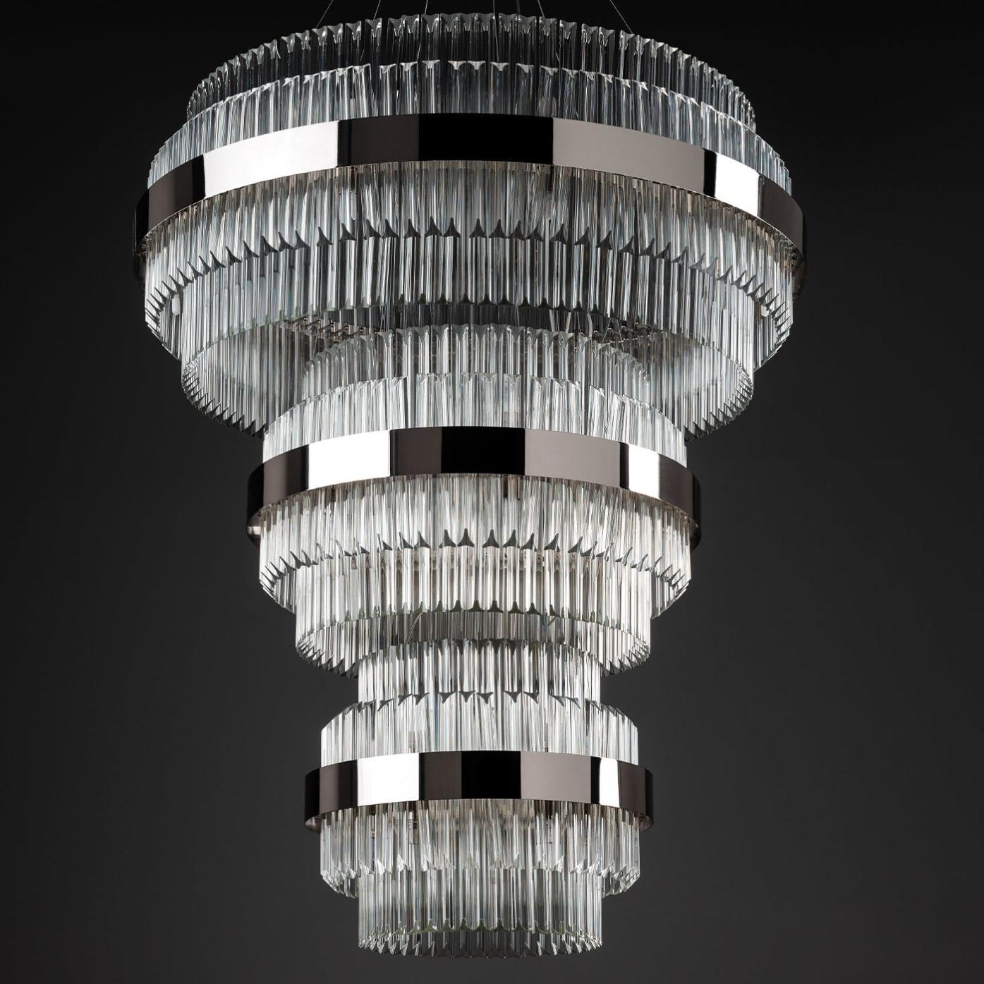 Polished Nickel Round Triedro Chandelier