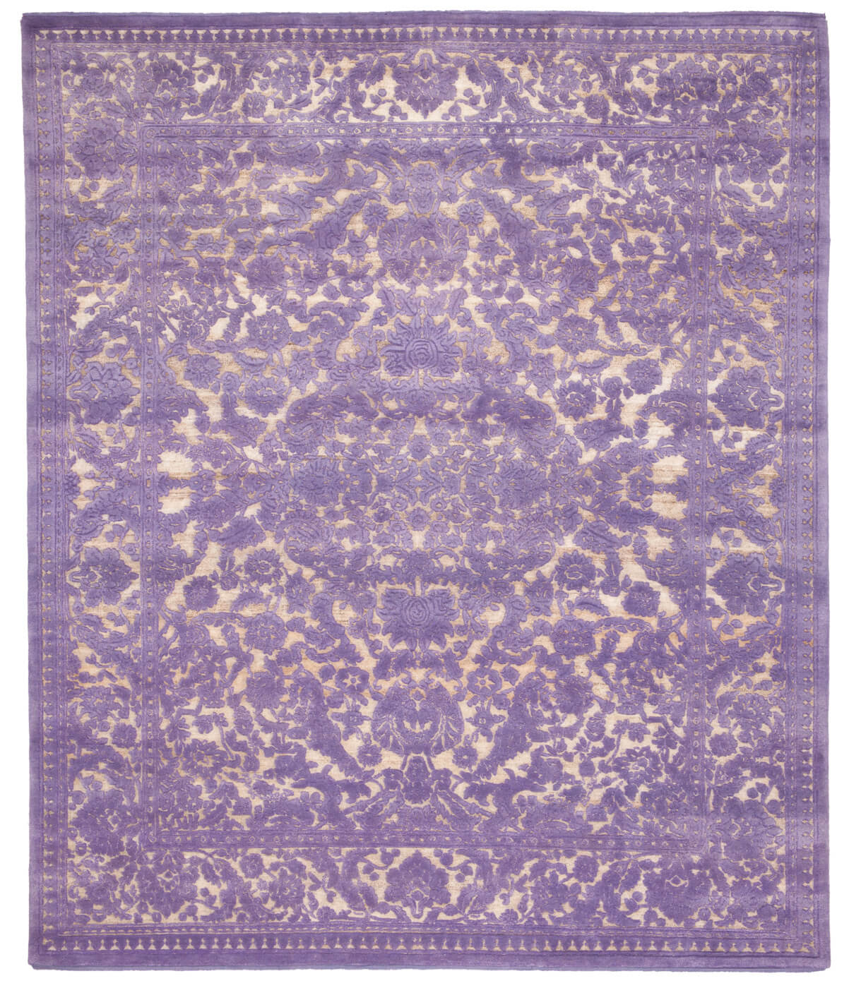Medallion Hand-woven Purple Luxury Rug ☞ Size: 300 x 400 cm
