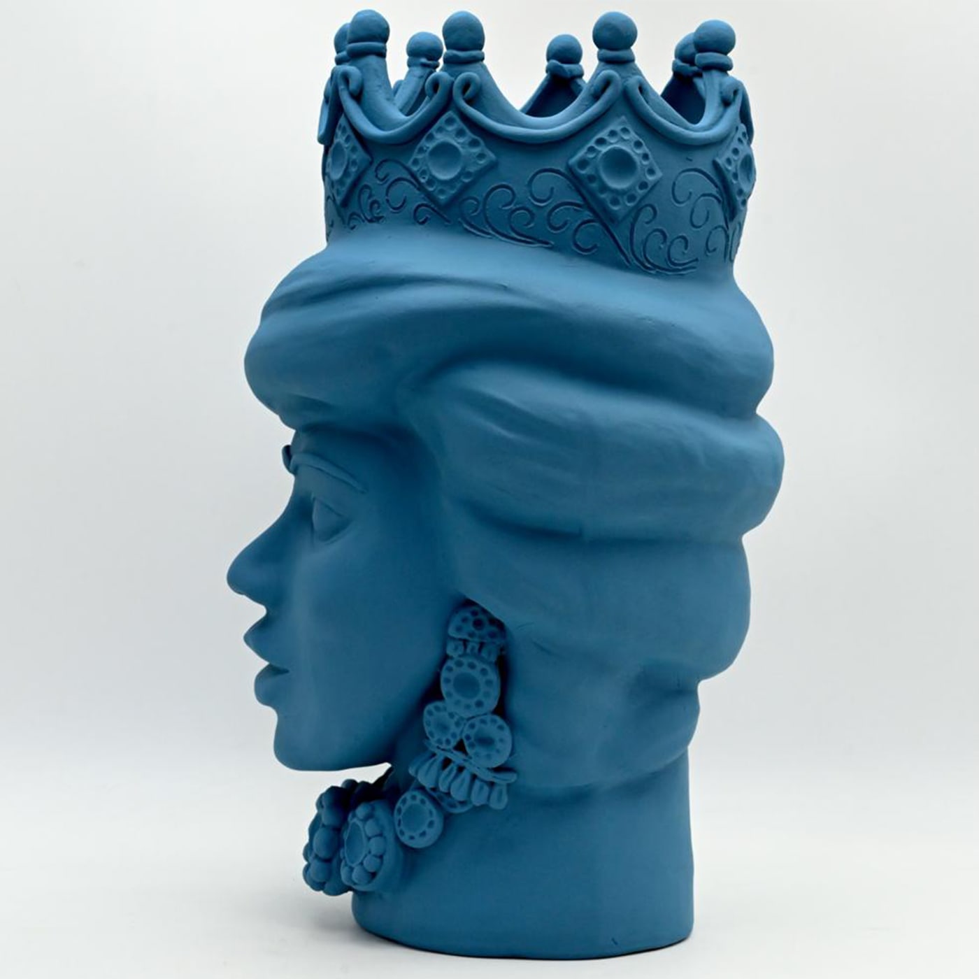 Moor's Head Sculpture in Blue Matte