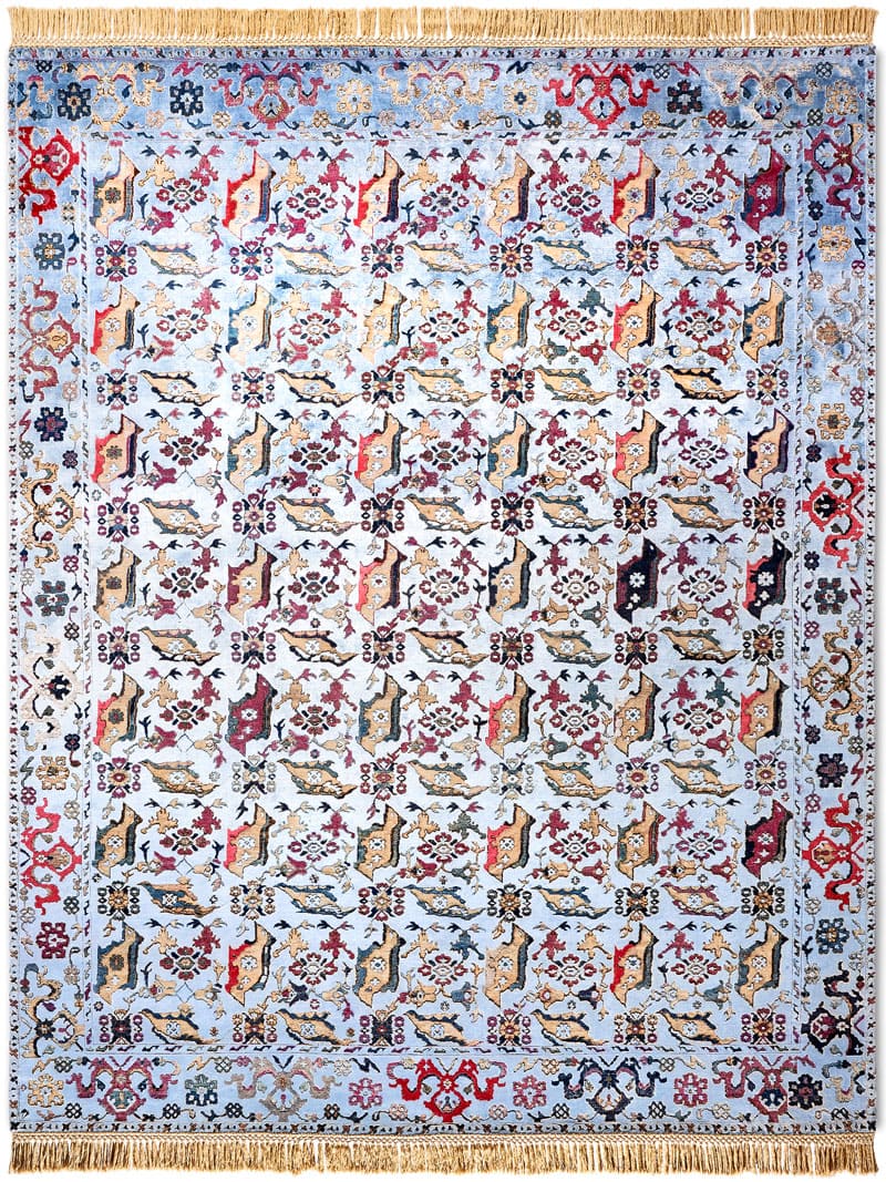 Bird Ushak Hand-Knotted Silk / Wool Rug