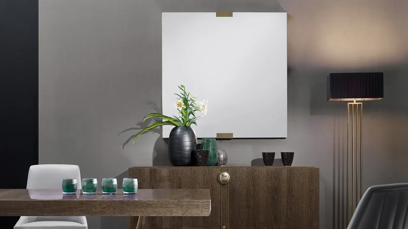 Bronze-Edged Leather Luxe Mirror