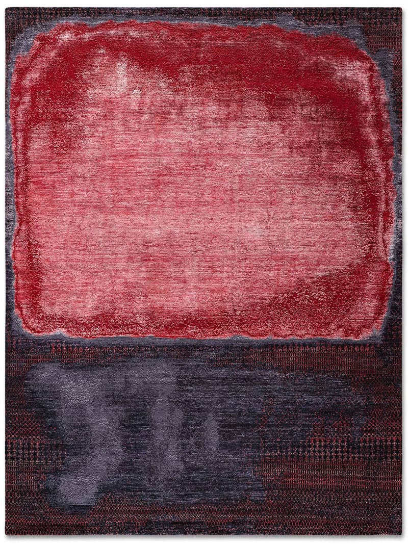 Red Grass Hand-Knotted Wool / Silk Rug ☞ Size: 170 x 240 cm