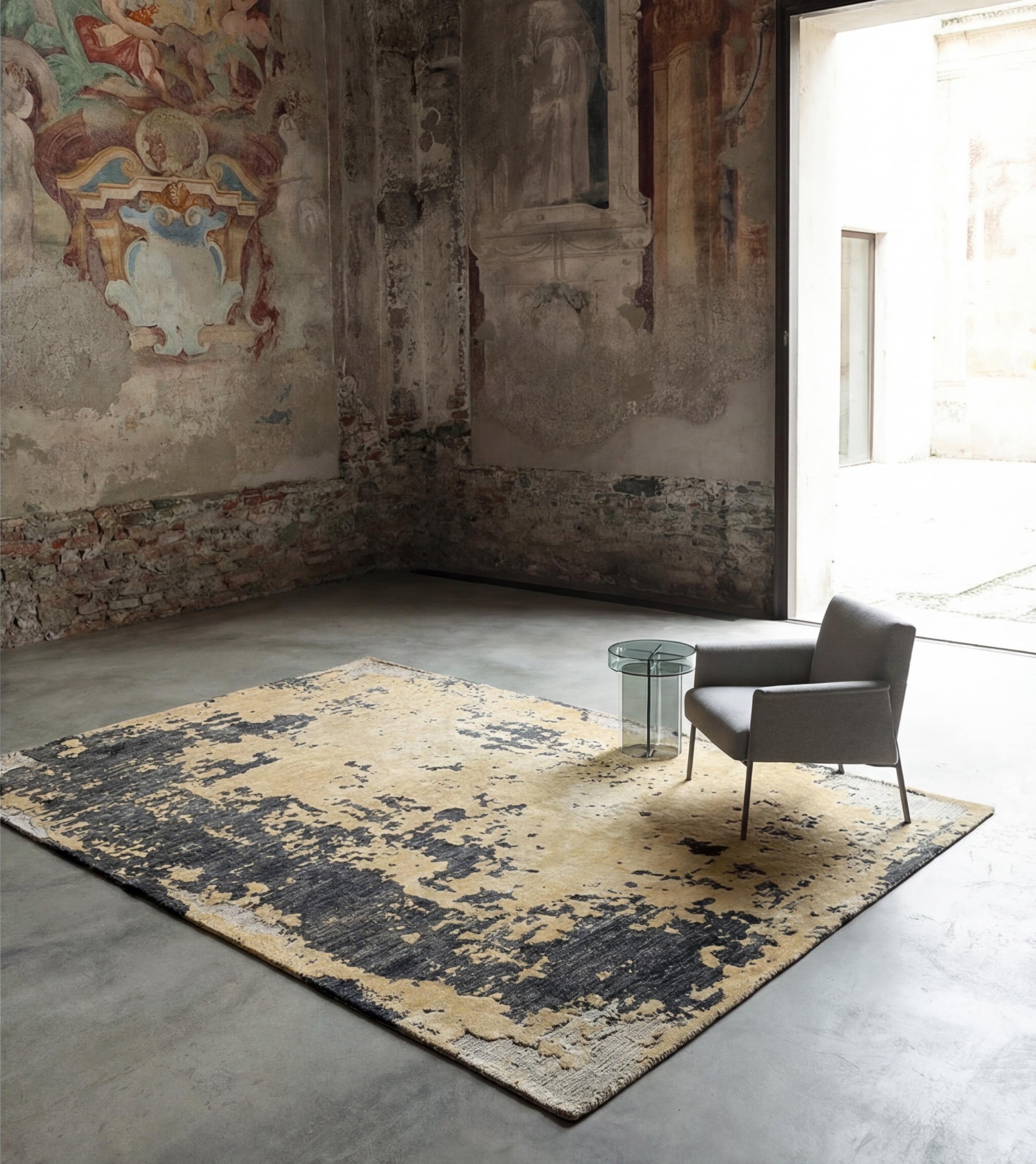 Charcoal Weathered Canvas Designer Rug