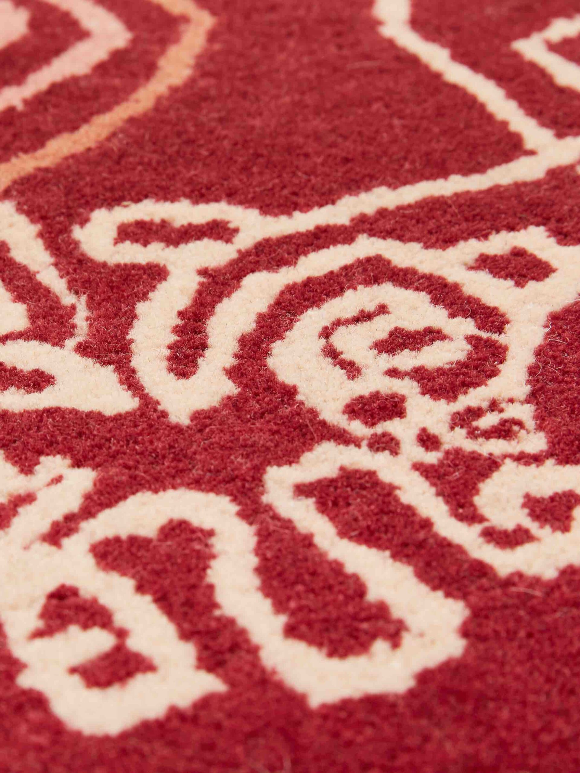 One-Stroke Red Wool Rug