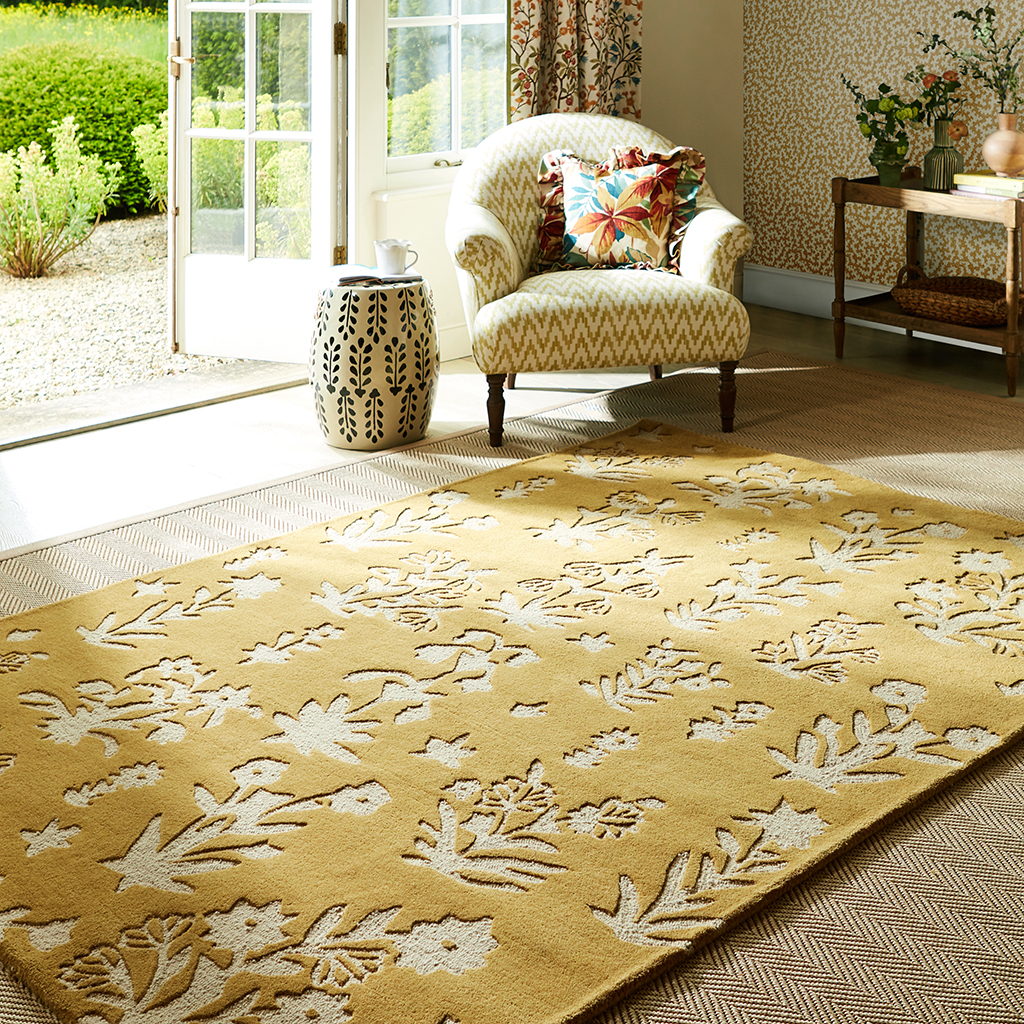 Woodland Glade Gold Rug | Size: 140 x 200 cm