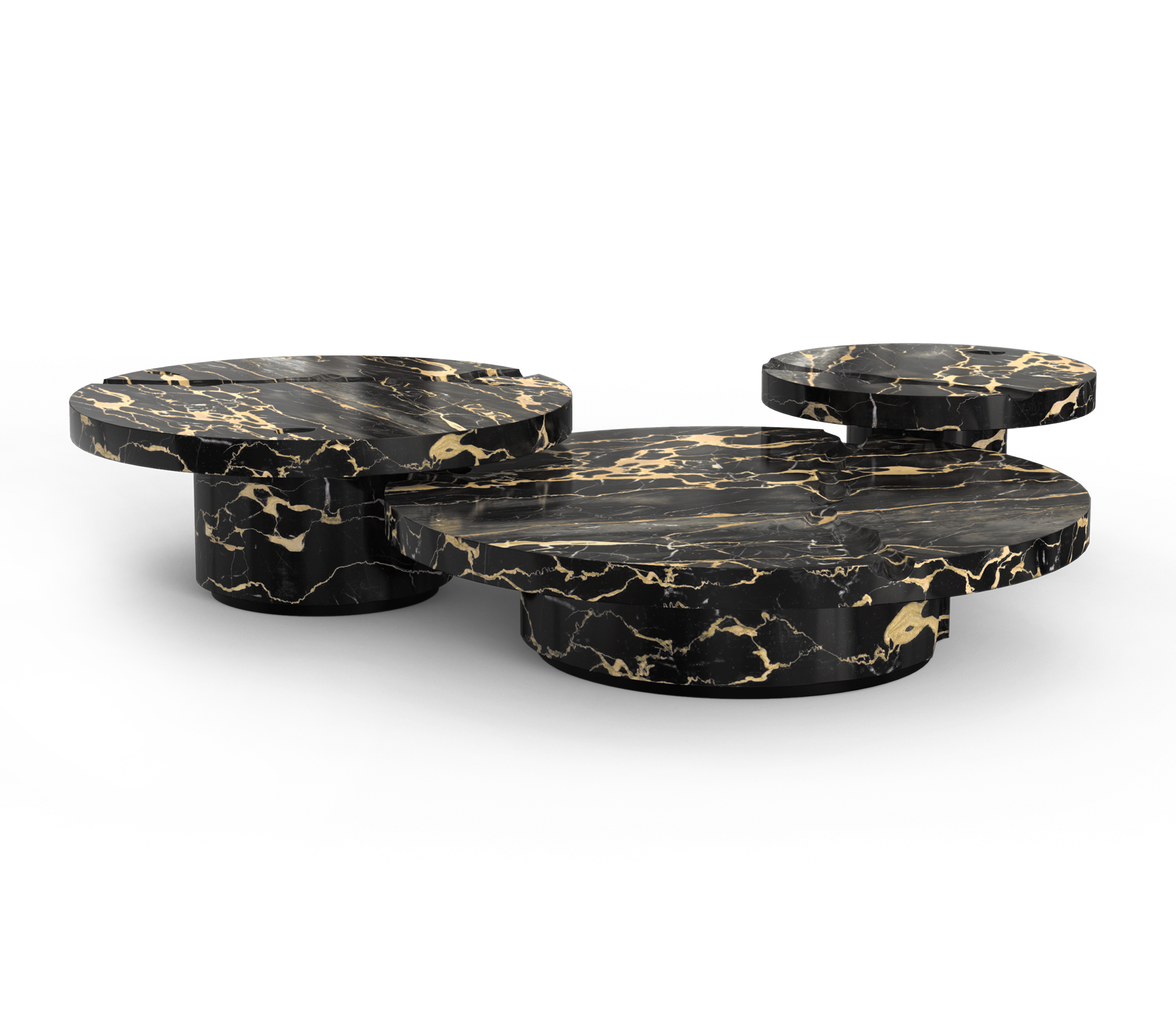 Portoro Marble 3-Piece Coffee Table Set