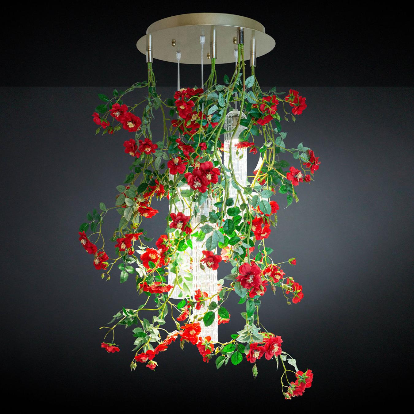 Red Roses Small Handcrafted Chandelier