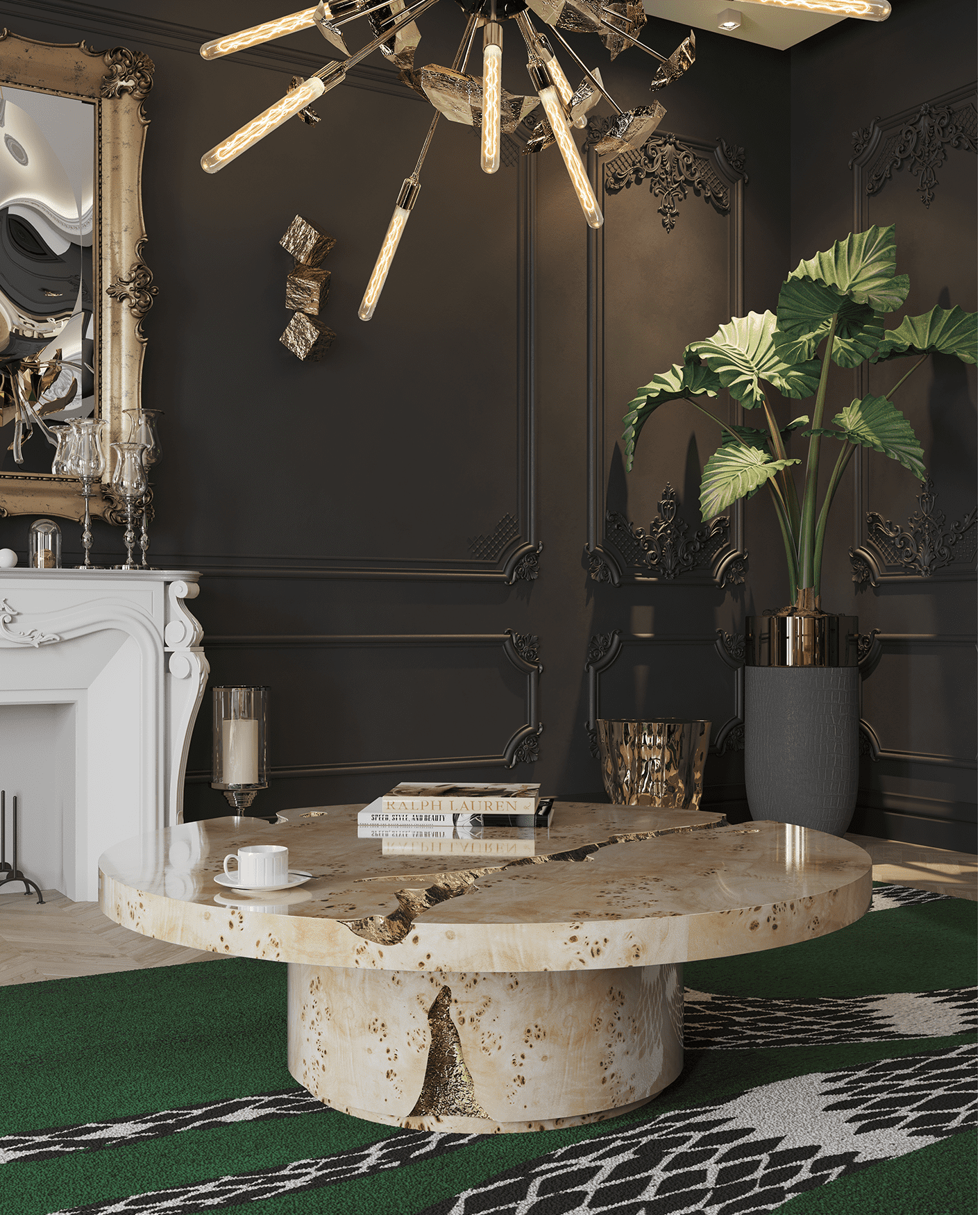 Poplar Root 3-Piece Coffee Table Set