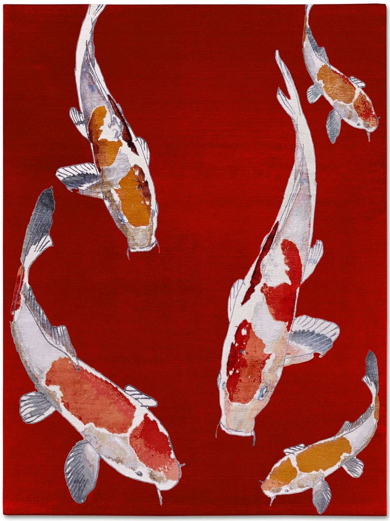 Fish Red Luxury Hand-Woven Rug