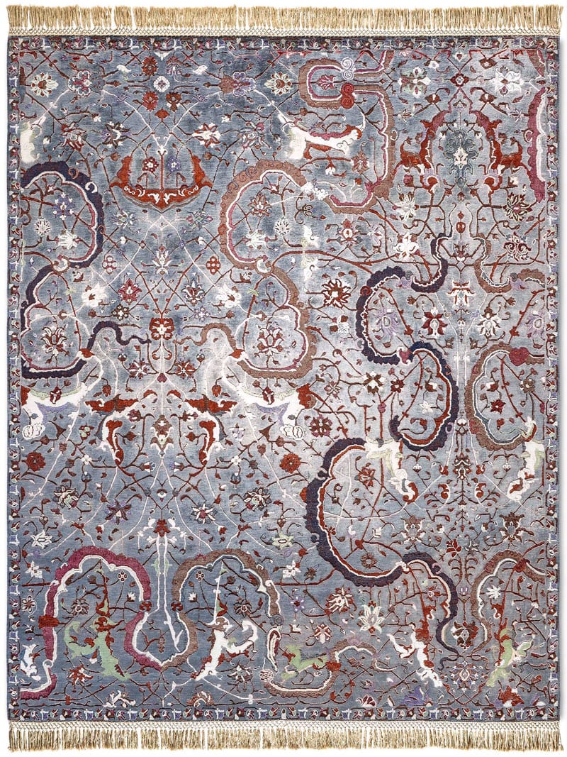 Tabriz Charcoal Hand-Knotted Wool / Silk Rug