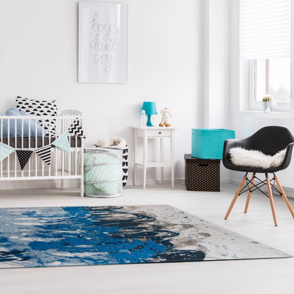 Jacquard Cotton Flatweave Rug Blue Waves