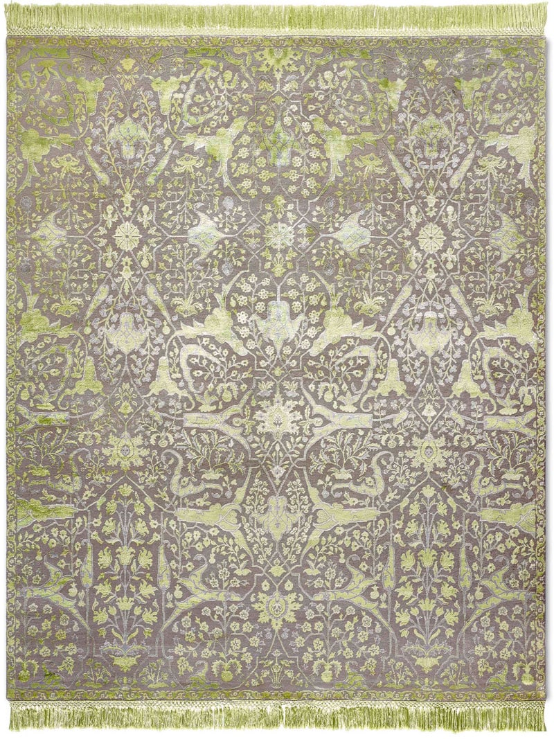 Teheran Green Hand-Knotted Wool / Silk Rug | Size: 300 x 400 cm