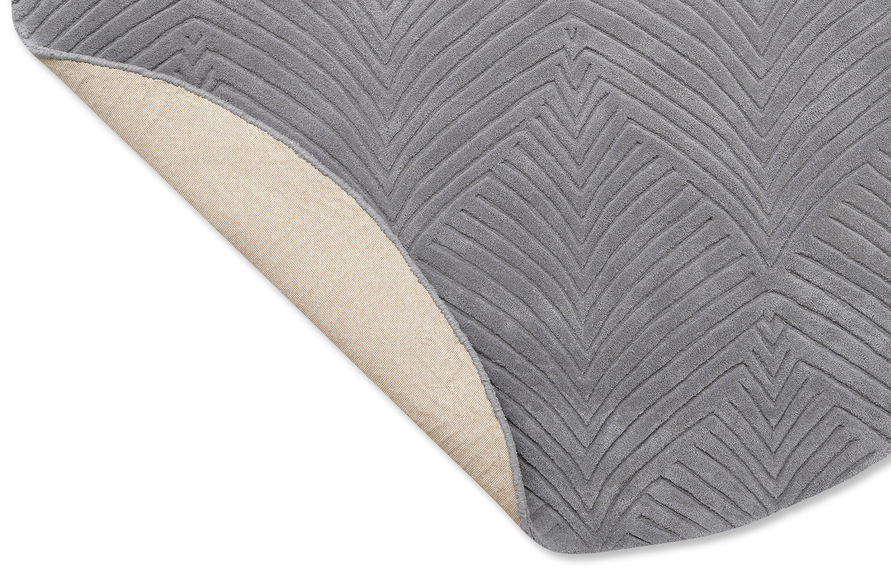 Grey Wool Circle Modern Hand Woven Rug ☞ Size: Ø 150 cm