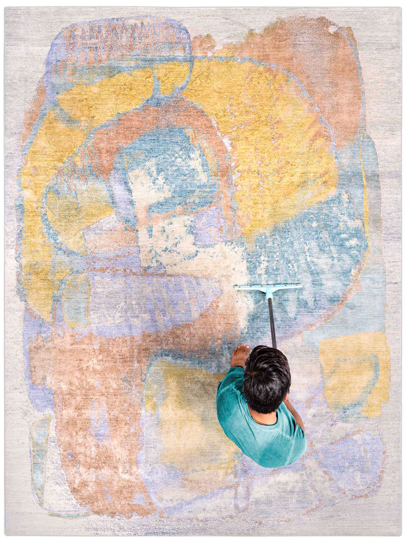 Pastel Mint Hand-Knotted Silk / Wool Rug