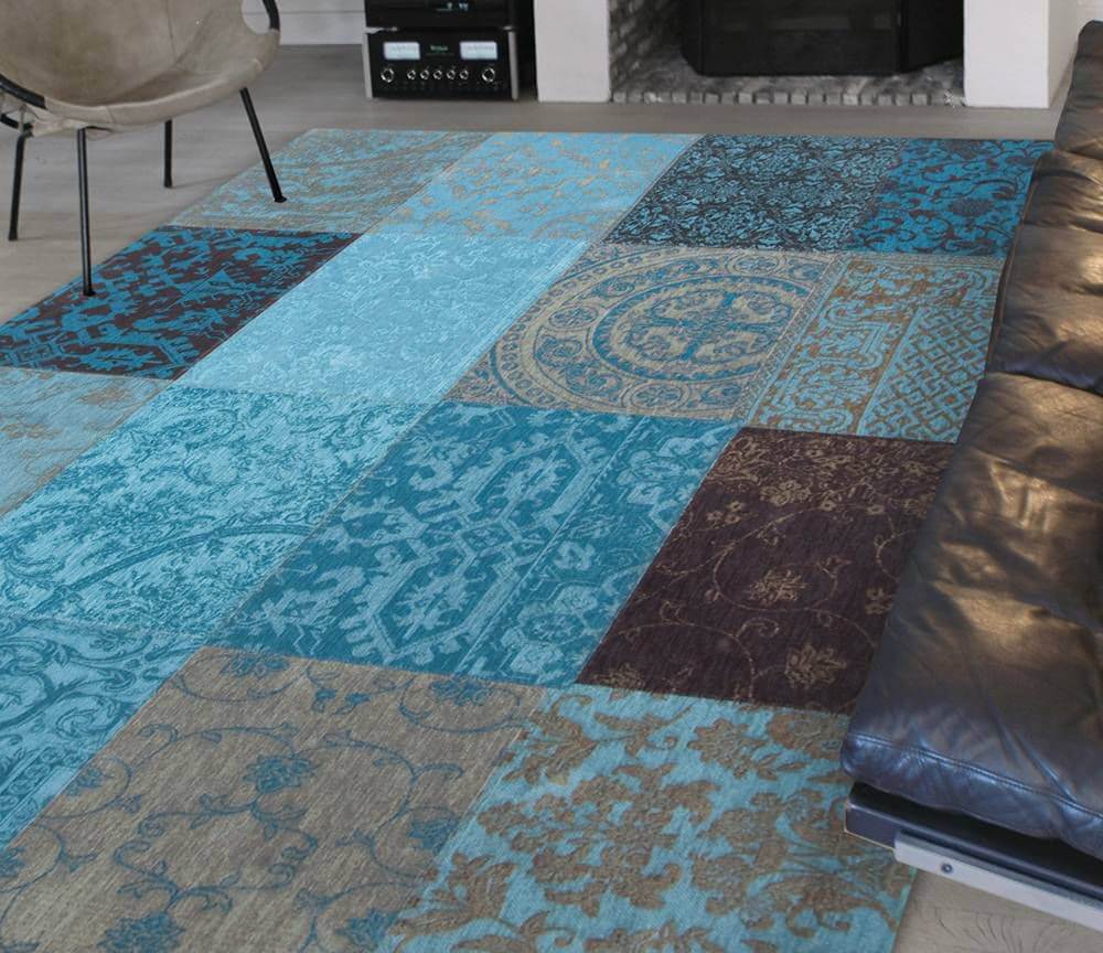 Patchwork Rug Multi Turquoise ☞ Size: 200 x 280 cm