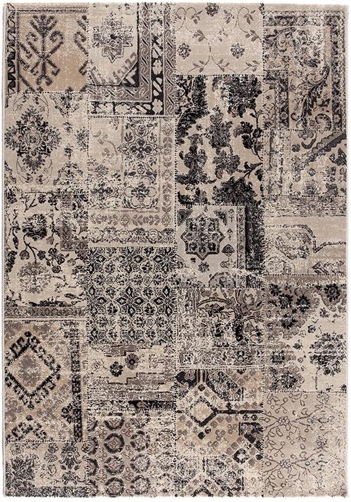 Beige / Grey Machine Made Rug