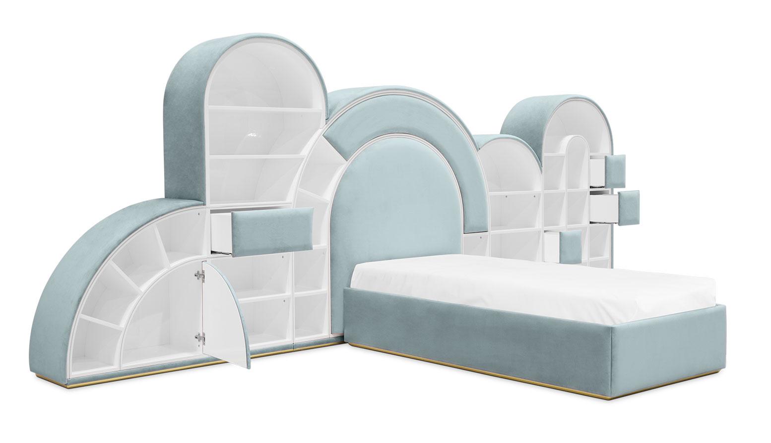 Bubblegum Marshmallow Blue Fun Bed | Configuration: Small | Mattress Size: 90 x 190 cm