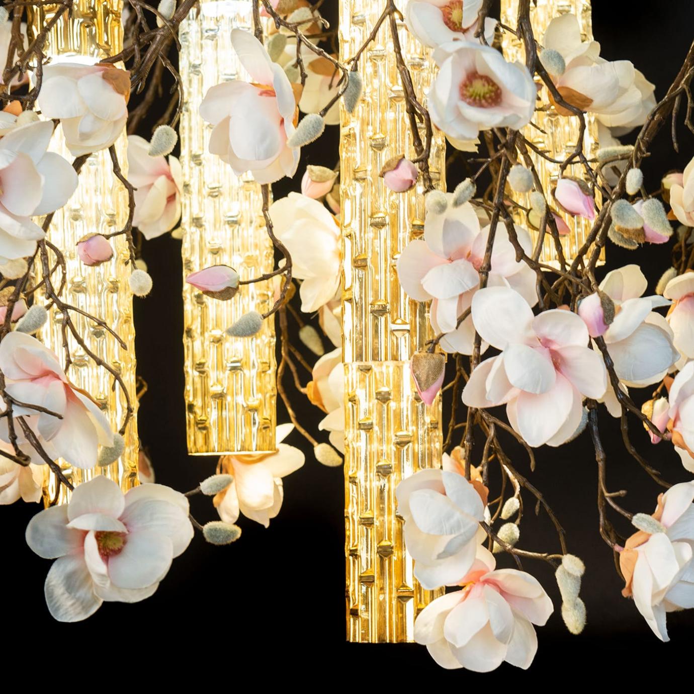 Magnolia White and Gold Chandelier