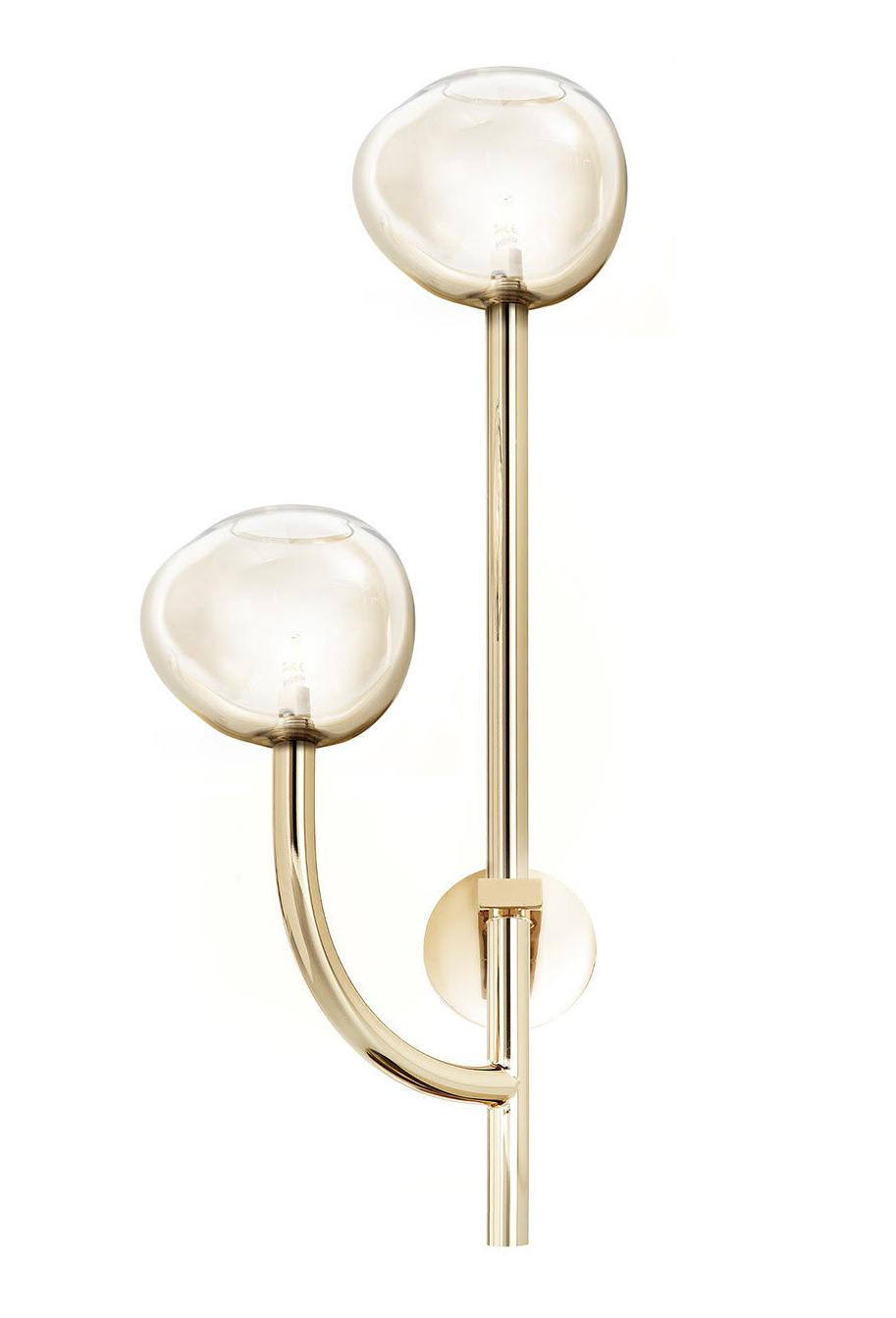 Honey Glass 2-Light Soft Gold Wall Sconce