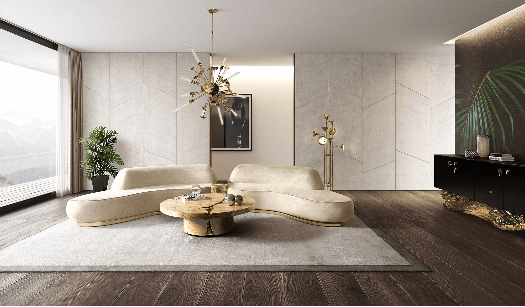 Poplar Root 3-Piece Coffee Table Set