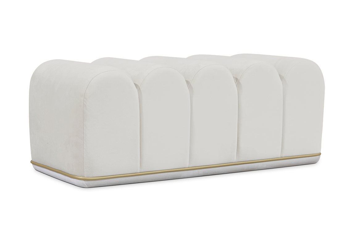 Sweet Swirl Light Blue Upholstered Bench