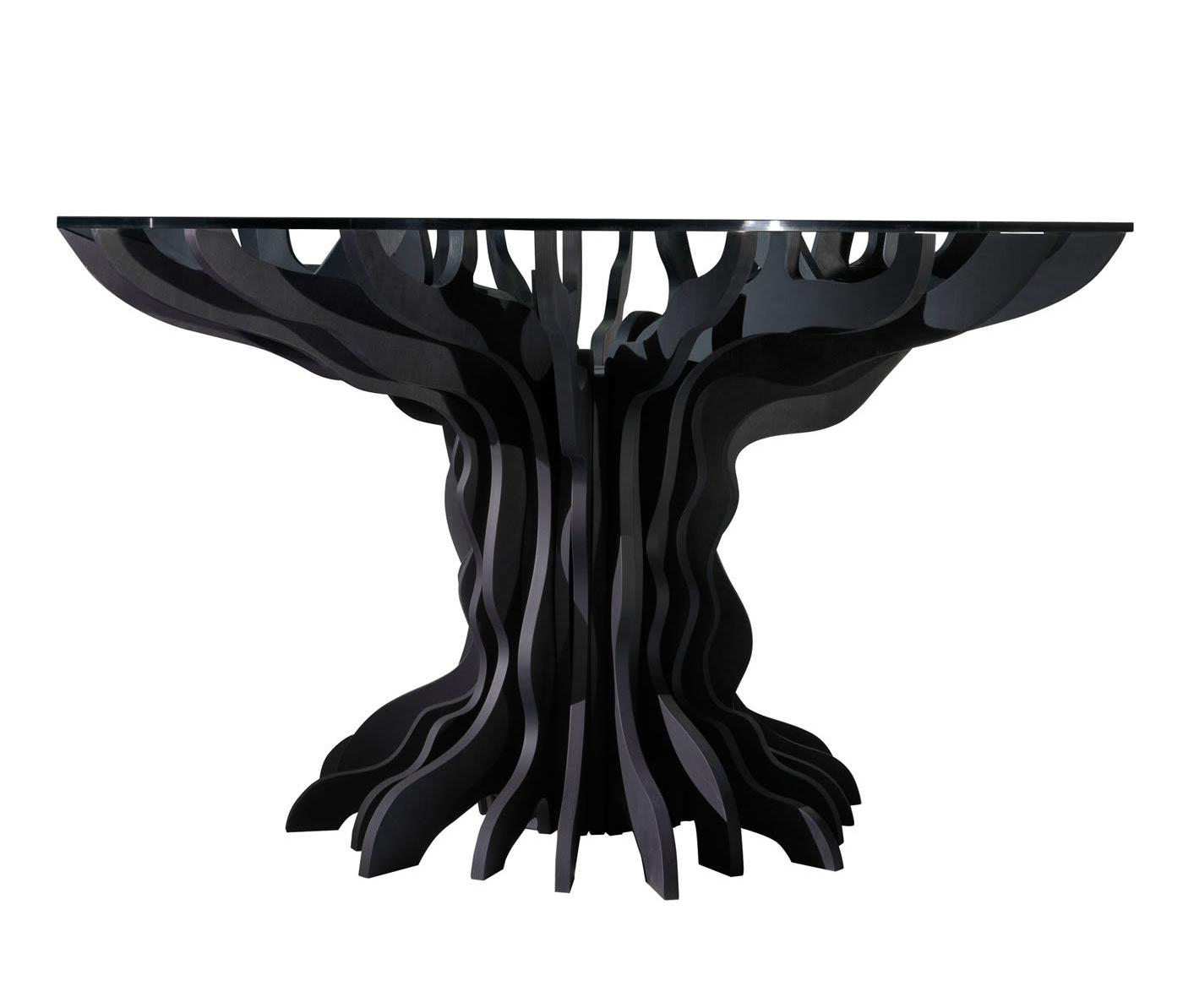Black Wood and Glass Table