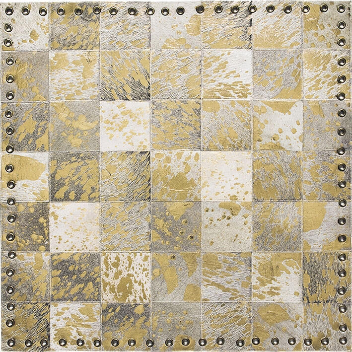 Stringhe Pelle Lurex Ivory/Gold Rug | Size: 100 x 100 cm