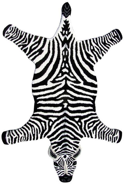 Animals Zebra Black / White Handwoven Rug
