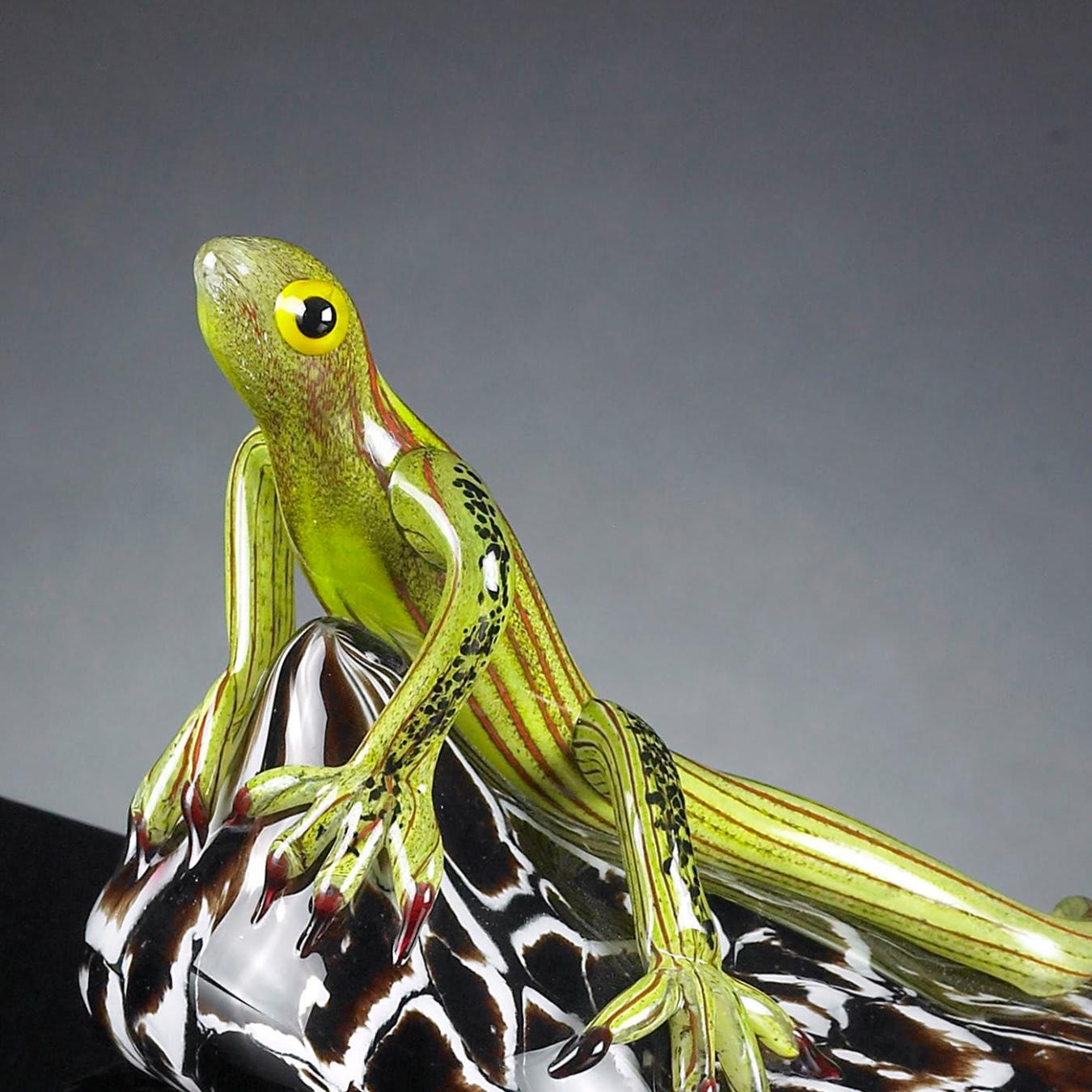 Lizard on Stone Artisan Sculpture