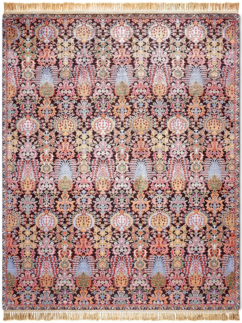 Isfahan Purple Hand-Knotted Silk / Wool Rug