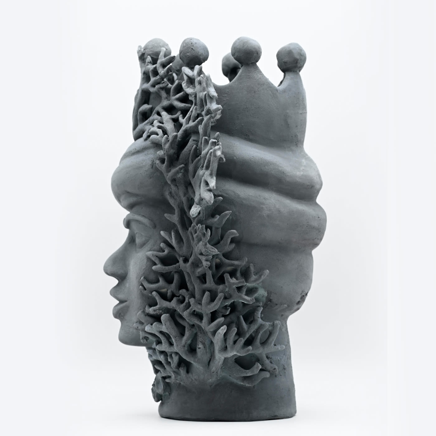 Vibrant Coral Moor's Head Sculpture