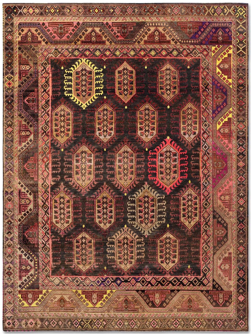 Original Natural Black Hand-Knotted Wool Rug ☞ Size: 305 x 427 cm