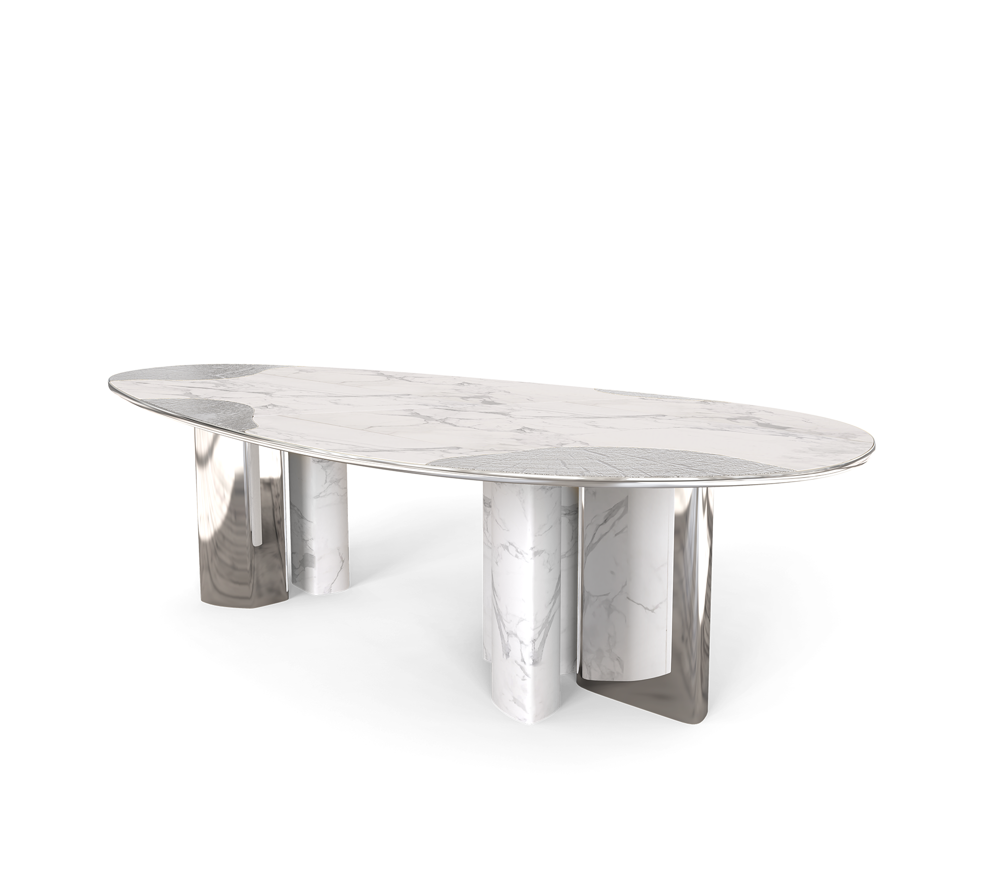 Marble & Silver Luxe Dining Table
