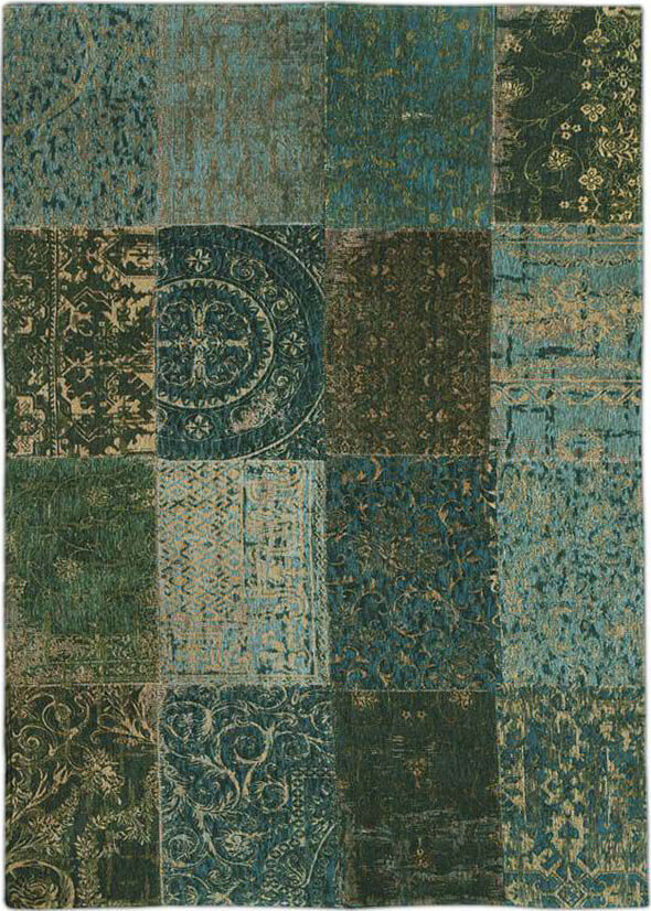 Patchwork Rug Multi Dark Green | Size: 140 x 200 cm