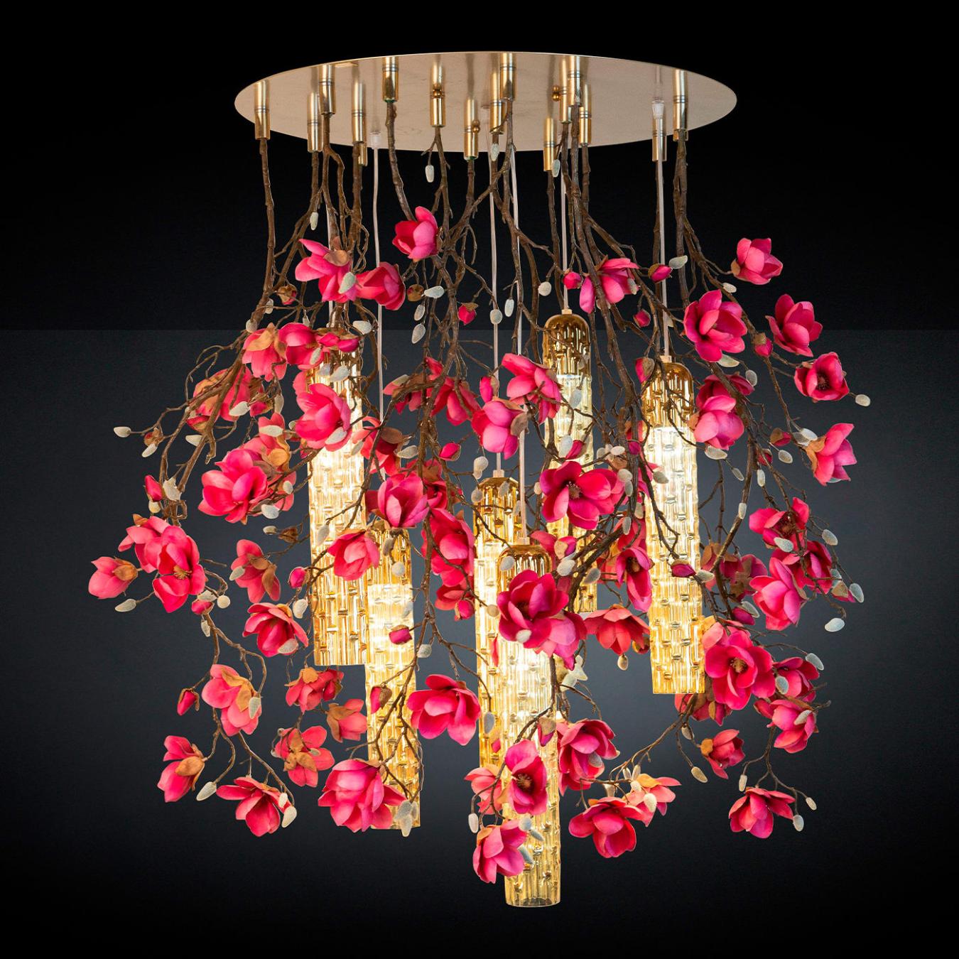 Magnolia Pink and Gold Chandelier