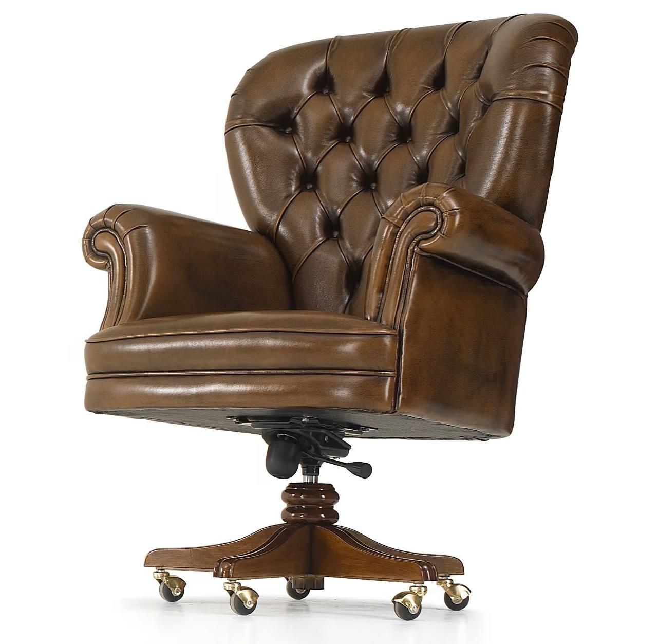 Royal Leather Swivel Armchair