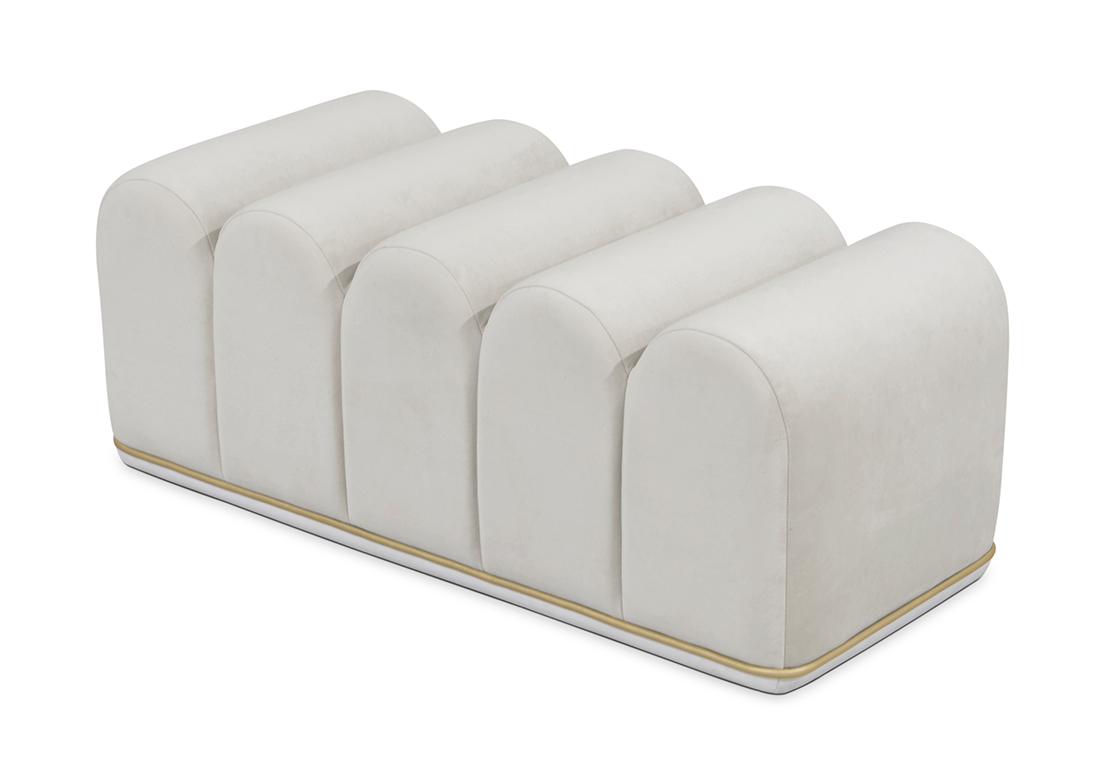 Sweet Swirl Light Blue Upholstered Bench