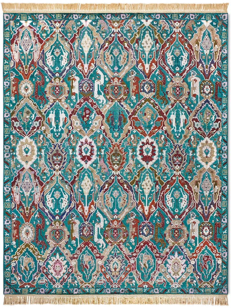 KavaBagh Green Wool & Silk Rug